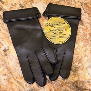 Vintage NOS Barbara Reed 1970s-80s Women’s One Size Black Vinyl Stretch Gloves
